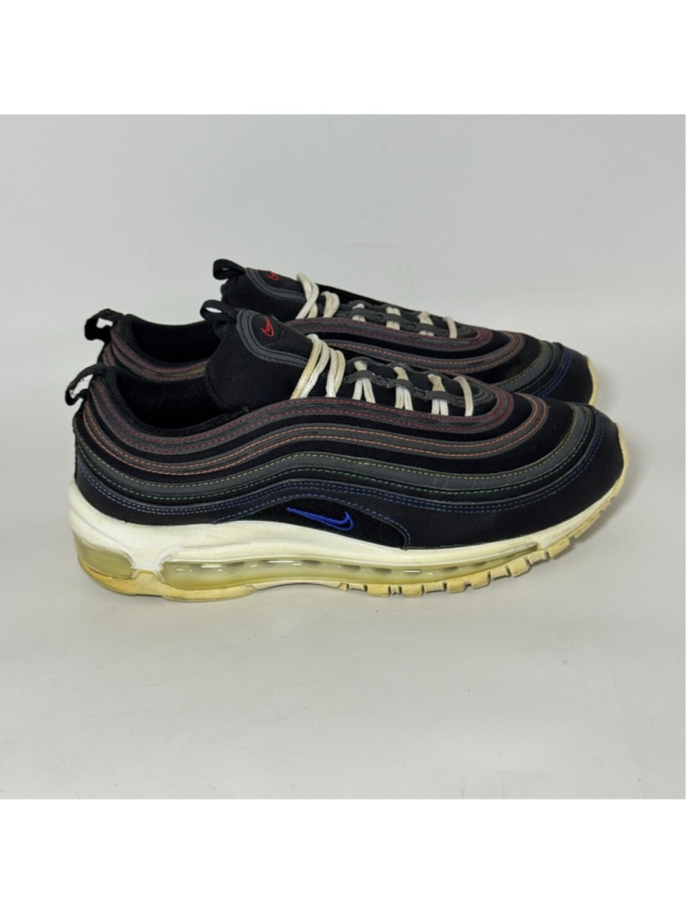 Women’s Nike Air Max 97 Sneakers Black Rainbow Stitching Size 8.5 DJ5999-001